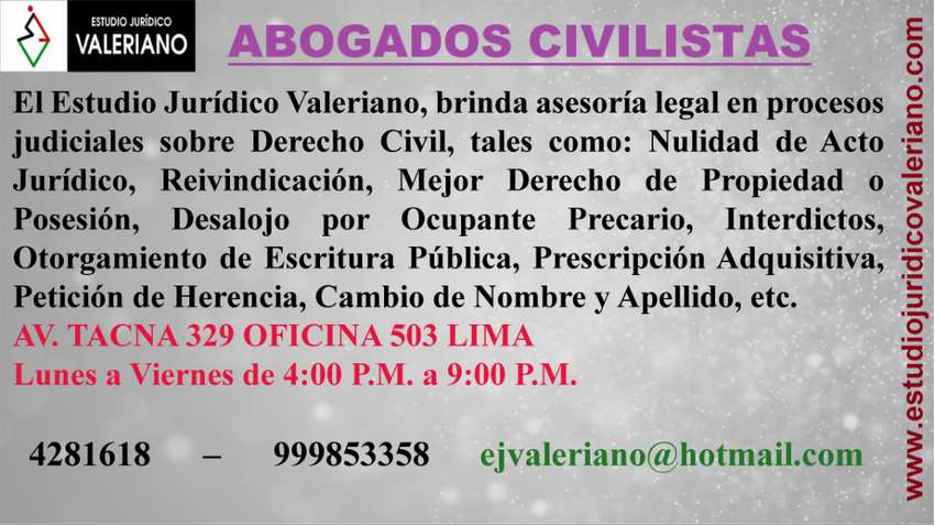 Estudio jurídico valeriano - abogados civilistas