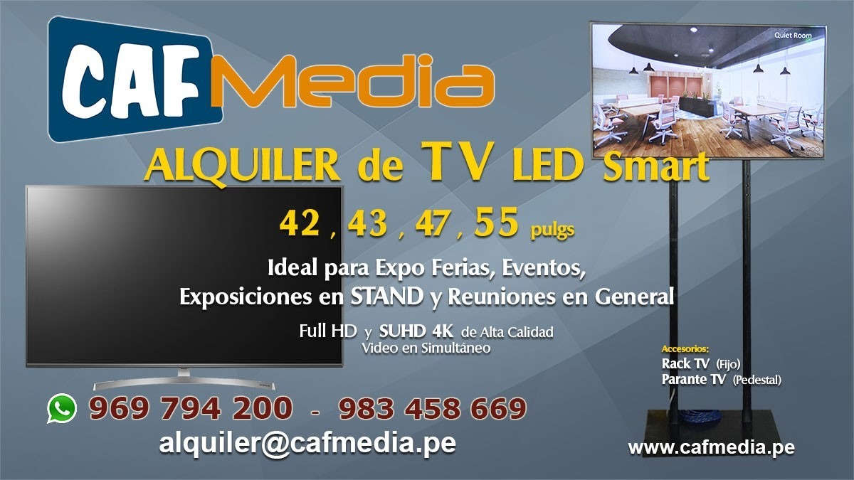 Alquiler de televisor led 55 pulgs, tv led 4k stand lima