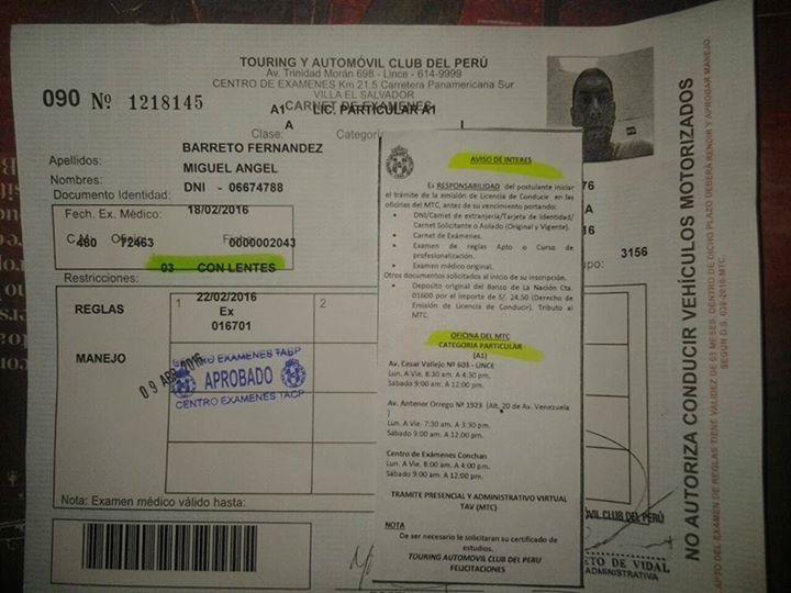 Asesoramiento para obtener brevete a1 o reca o reva