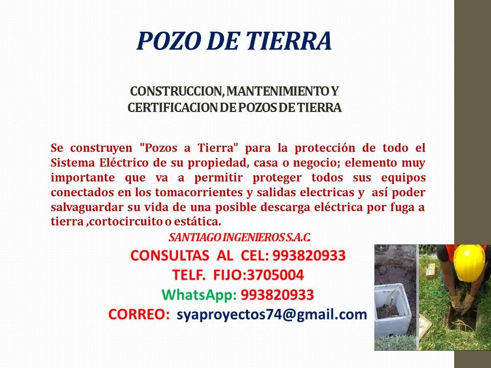 Construcción mantenimiento certificación de pozos a tierra