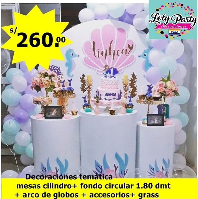 Decoraciones tematicas mesas cilindro + fondo circular
