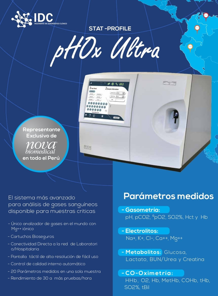 Equipo analizador de gases arteriales cesión en uso