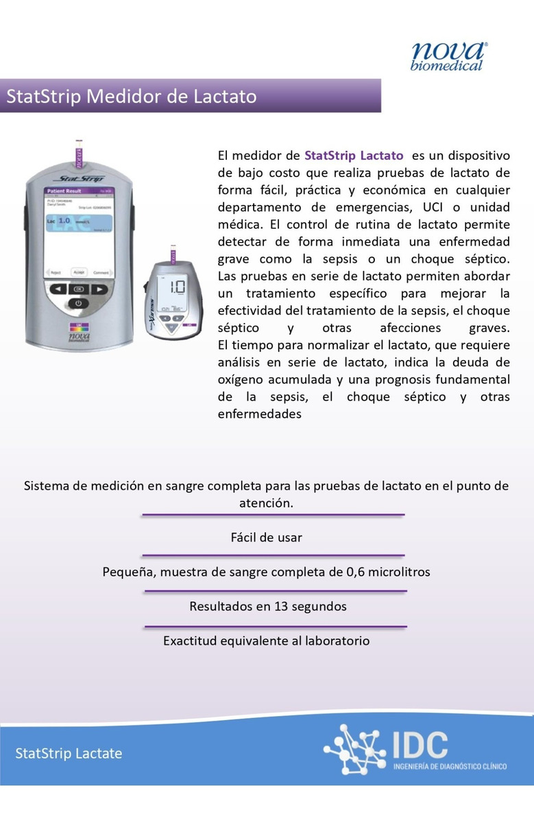 Equipo analizador de lactato cesión en uso