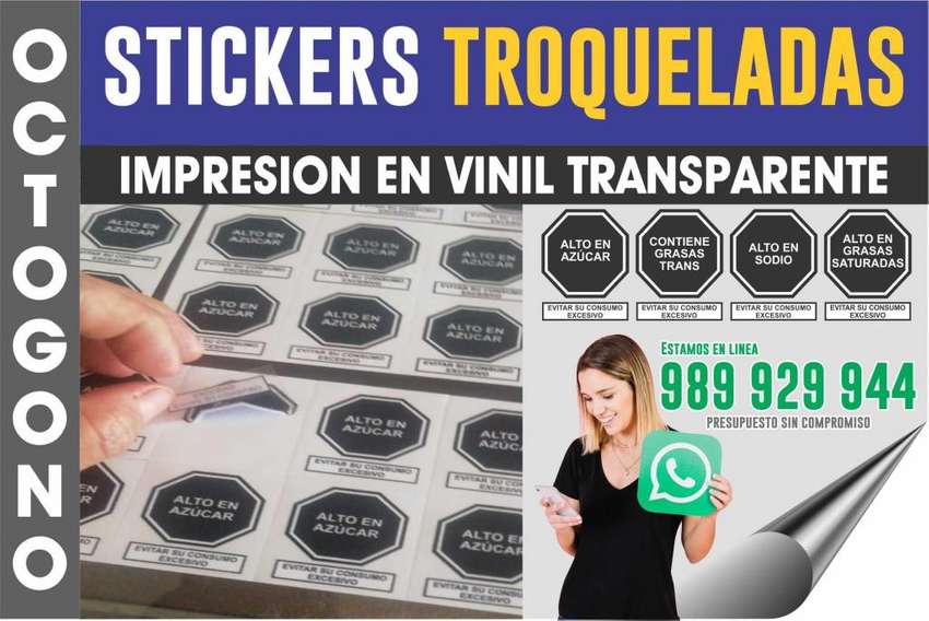 Stikers troqueladas octogono - imprenta en lima