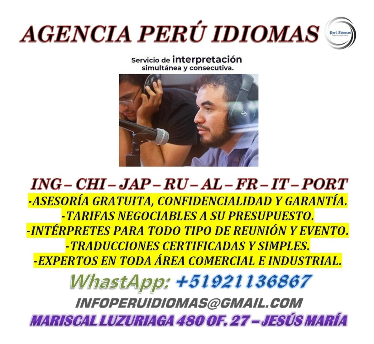 Intérpretes de portugués, hindú, chino y japonés