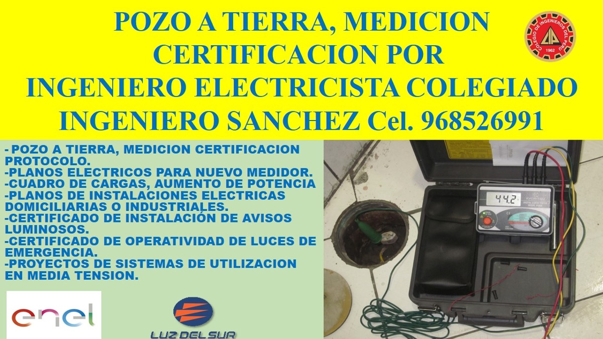 Pozo a tierra,cuadro de cargas,planos,ingeniero electricista
