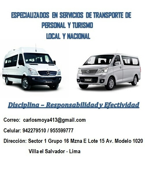 Servicio de transporte de personal y turismo