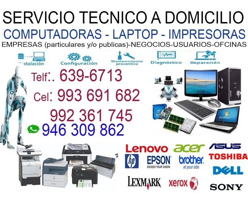 Servicio técnico de computadora laptop impresora a domicilio