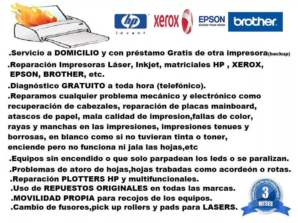 Servicio técnico impresora hp xerox epson 999976264delivery
