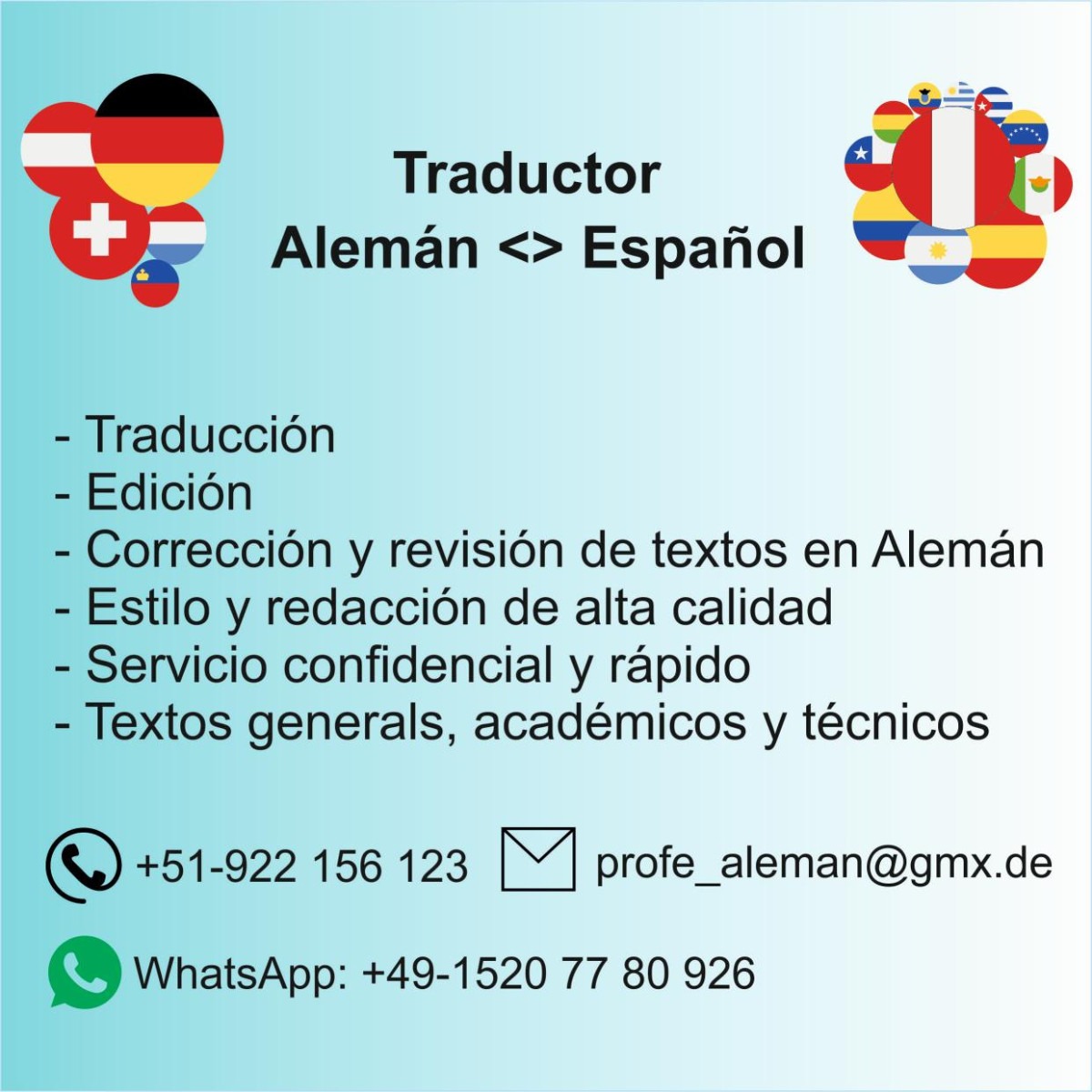 Traducciones alemán / español, traductor nativo de alemania