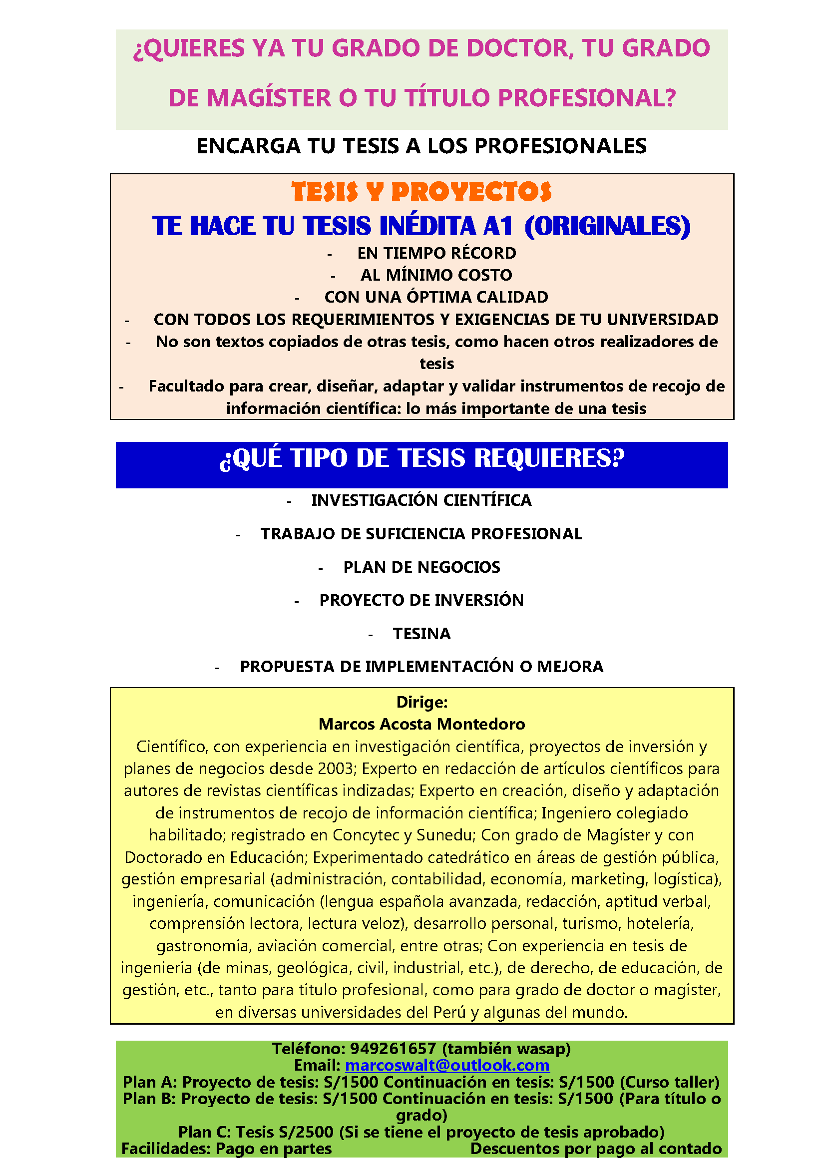 TESIS DE DOCTORADO, MAESTRÍA, TÍTULO PROFESIONAL Y OTROS