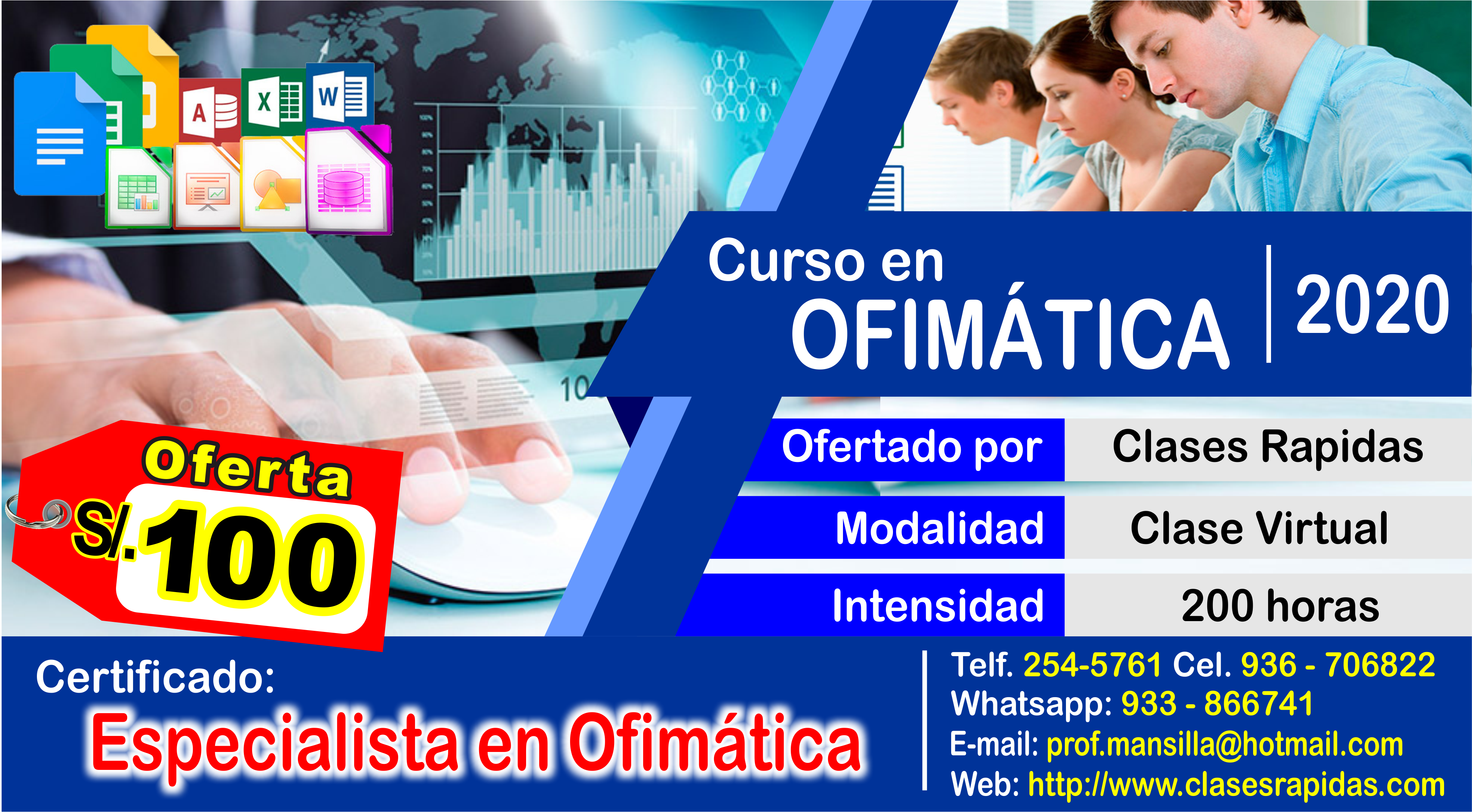 CLASE ó CURSO de ESPECIALISTA en OFIMATICA 2016
