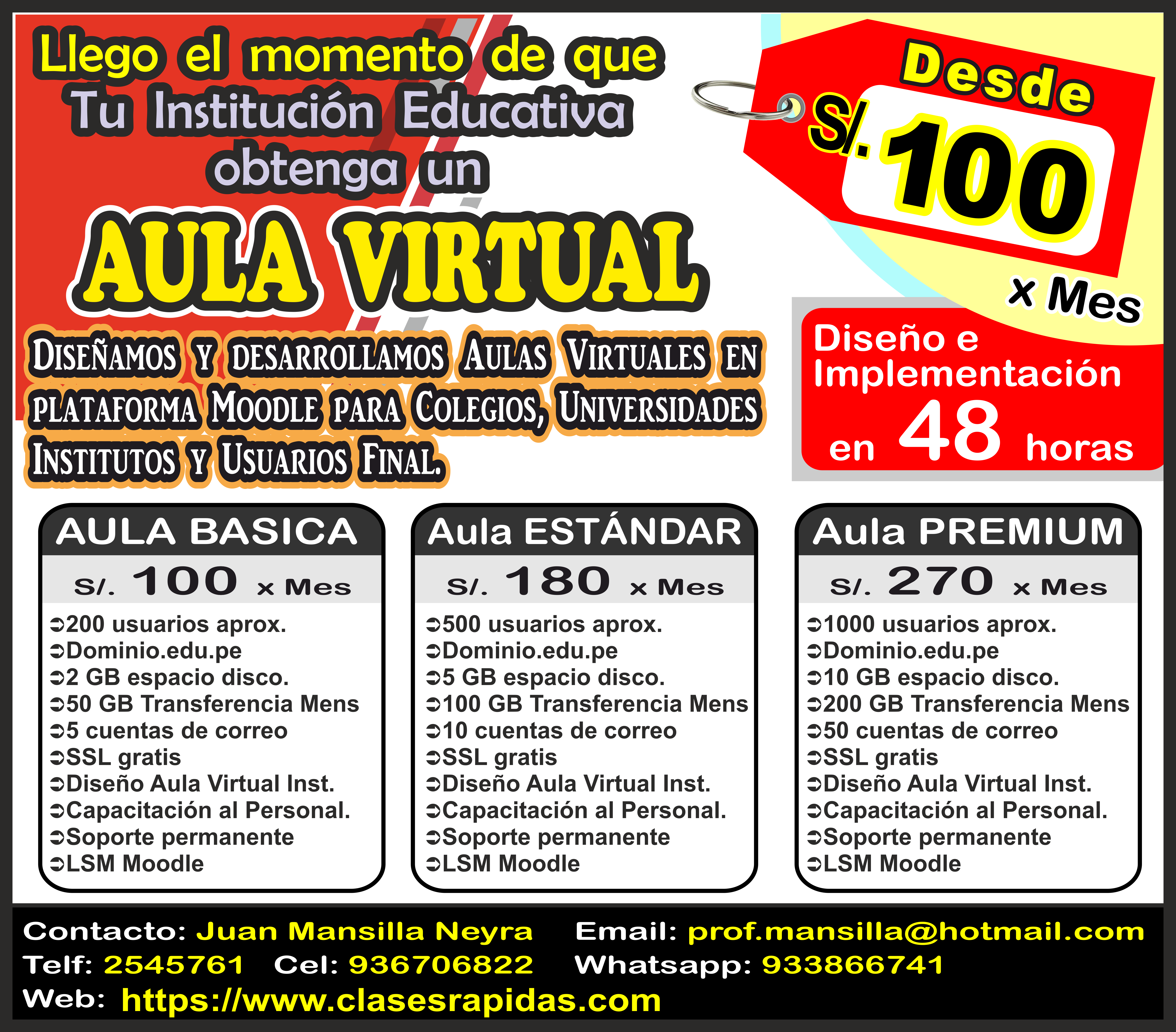 Aula Virtual para COLEGIO INSTITUTOS UNIVERSIDADES y USUARIO