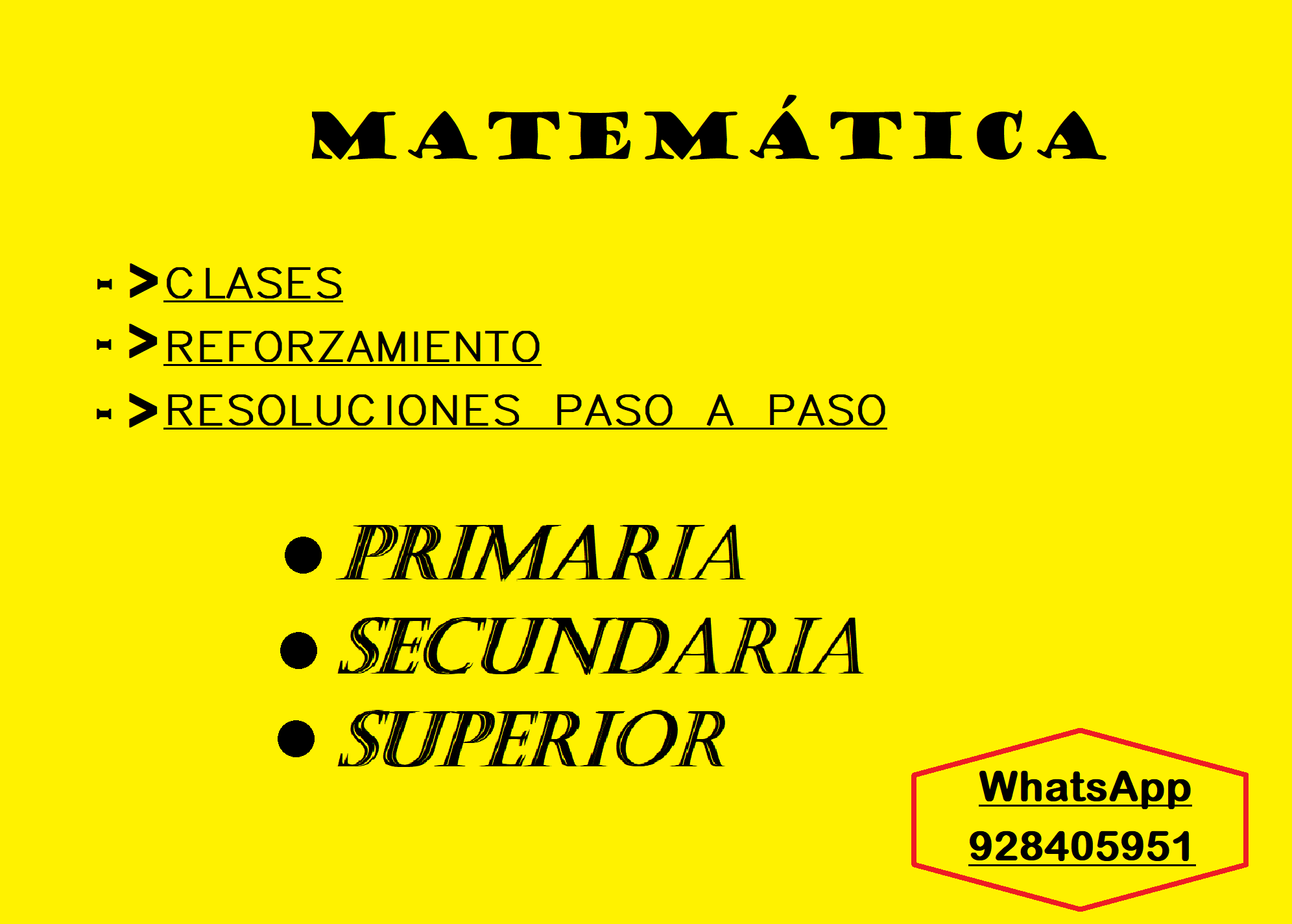 CLASES PARA PRIMARIA, SECUNDARIA Y SUPERIOR - MATEMÁTICAS