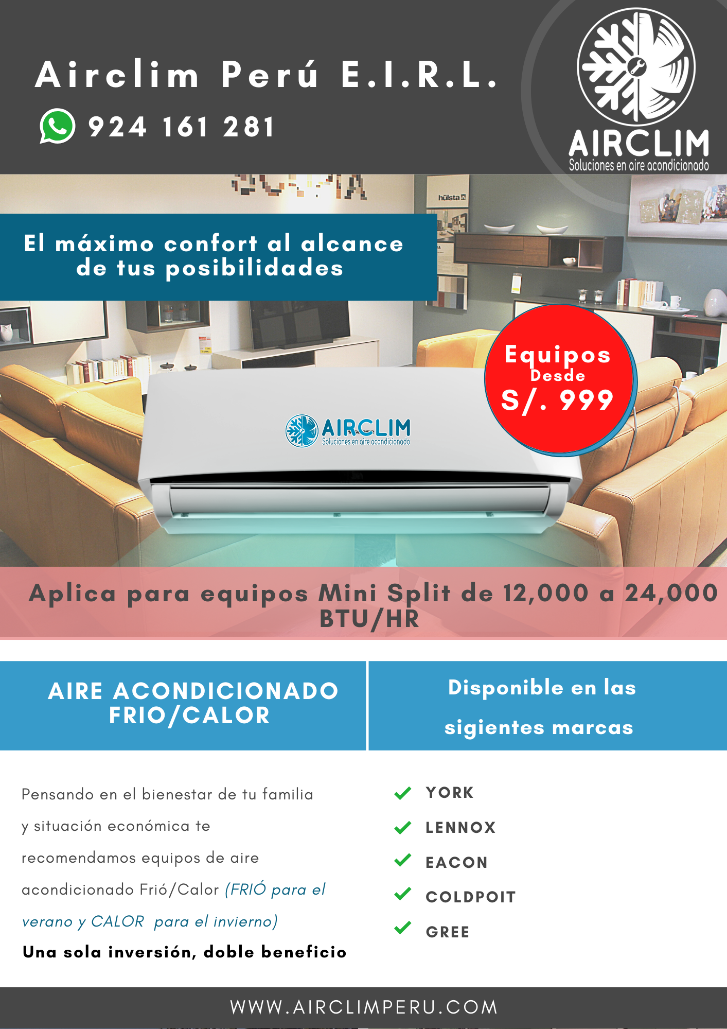 Aires acondicionado frio - calor inverter