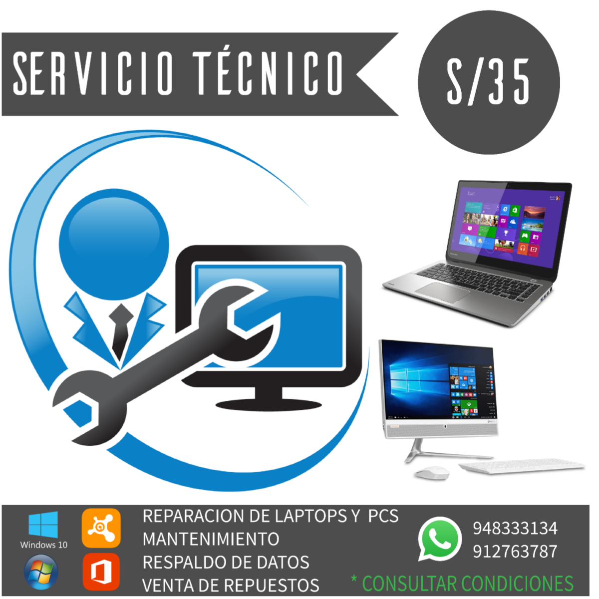 Tecnico en reparación de computadoras y laptops