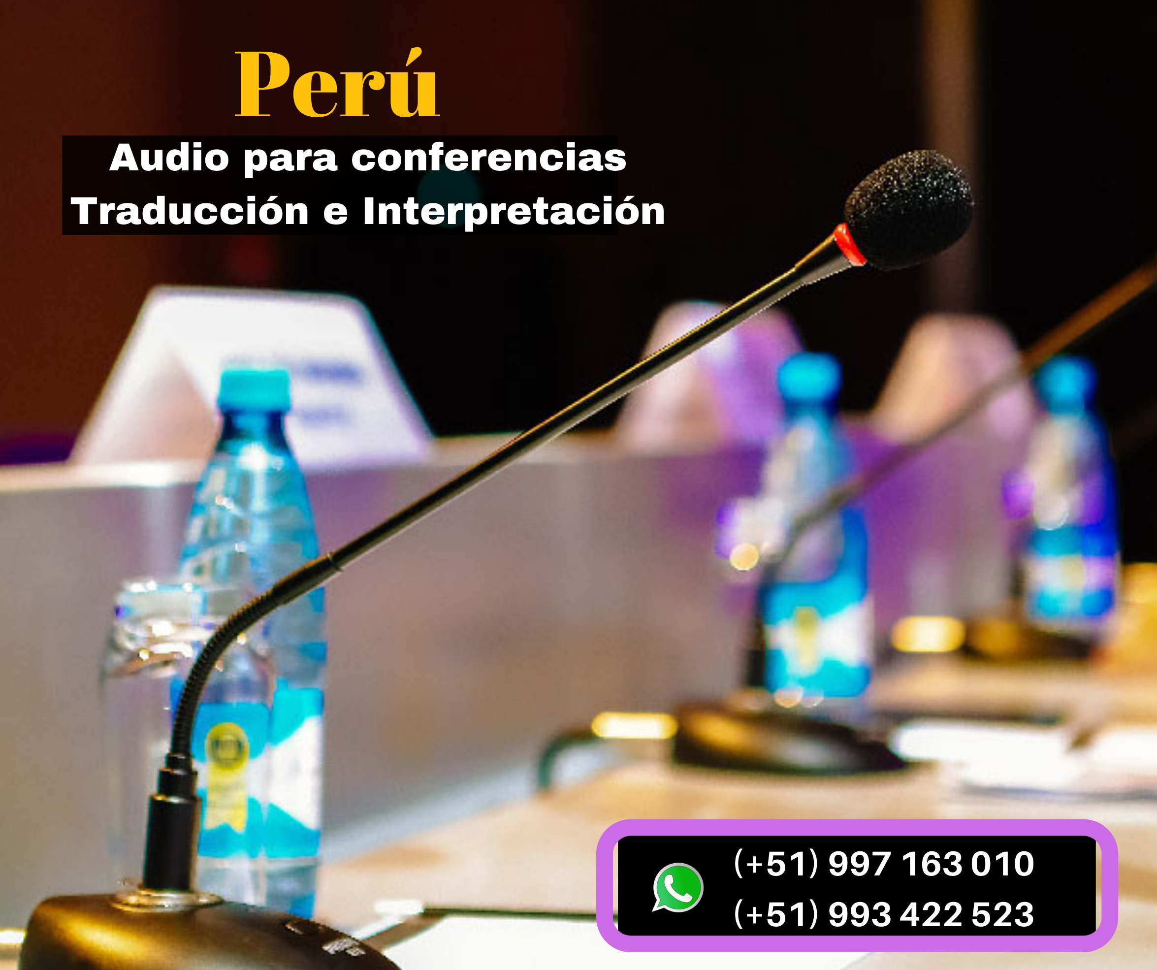 Equipos de sonido/ micrófonos debate conferencias LIMA.
