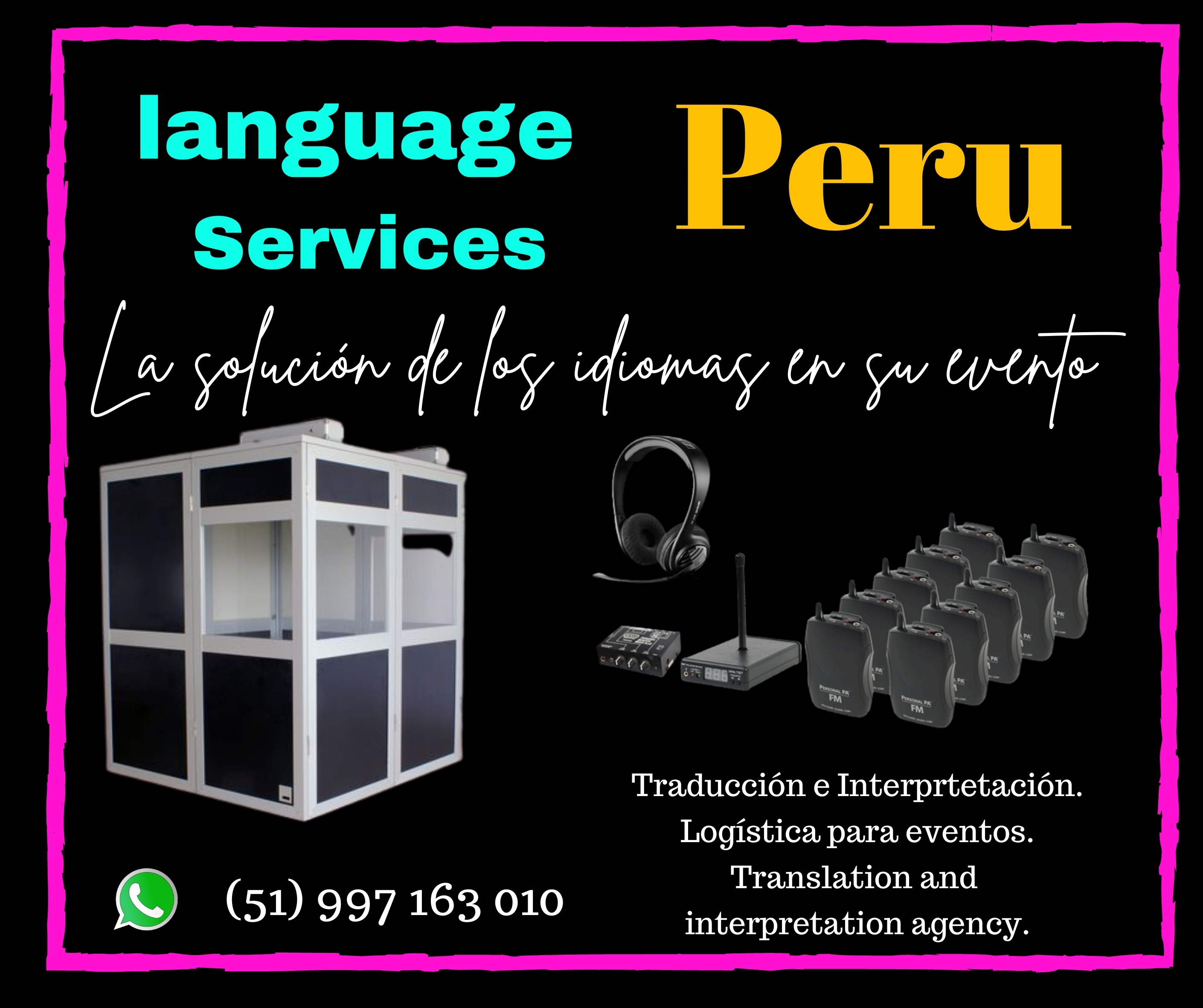 ✅ Alquiler equipos traducción simultánea/Intérprete LIMA