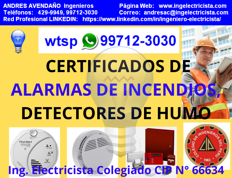 CERTIFICADOS DE LUCES DE EMERGENCIA DETECTORES DE HUMO ALARMAS