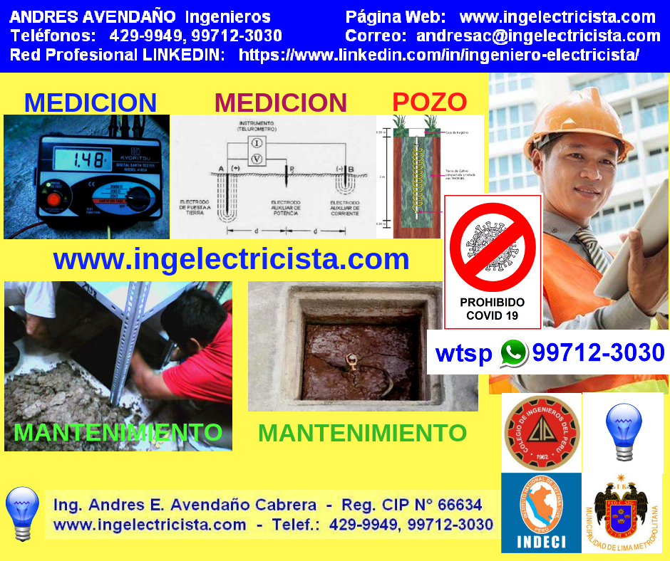 CERTIFICADOS DE POZOS A TIERRA, Ing. Electricista Colegiado