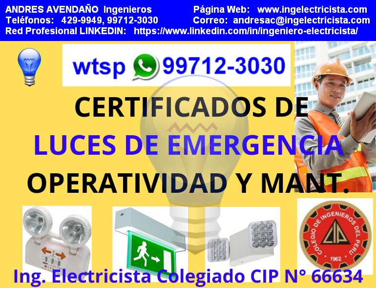 CERTIFICADOS DE LUCES DE EMERGENCIA DETECTORES DE HUMO ALARMAS