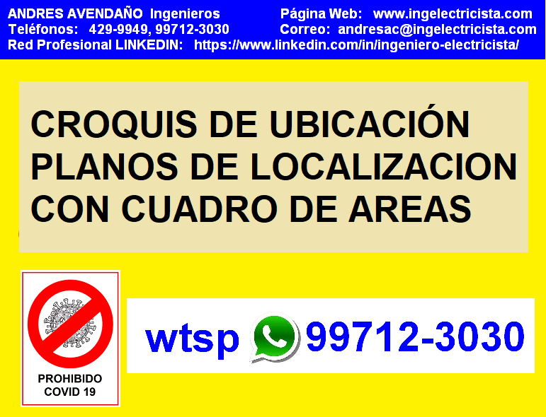 CROQUIS DE UBICACION, PLANOS Localizacion Cuadro de Areas