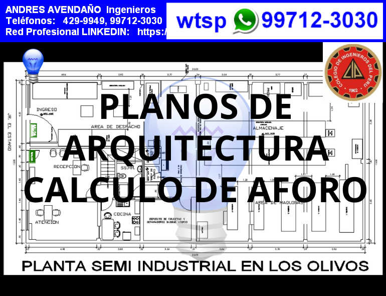 CALCULO DE AFORO, PLANOS DE ARQUITECTURA DE LA DISTRIBUCION