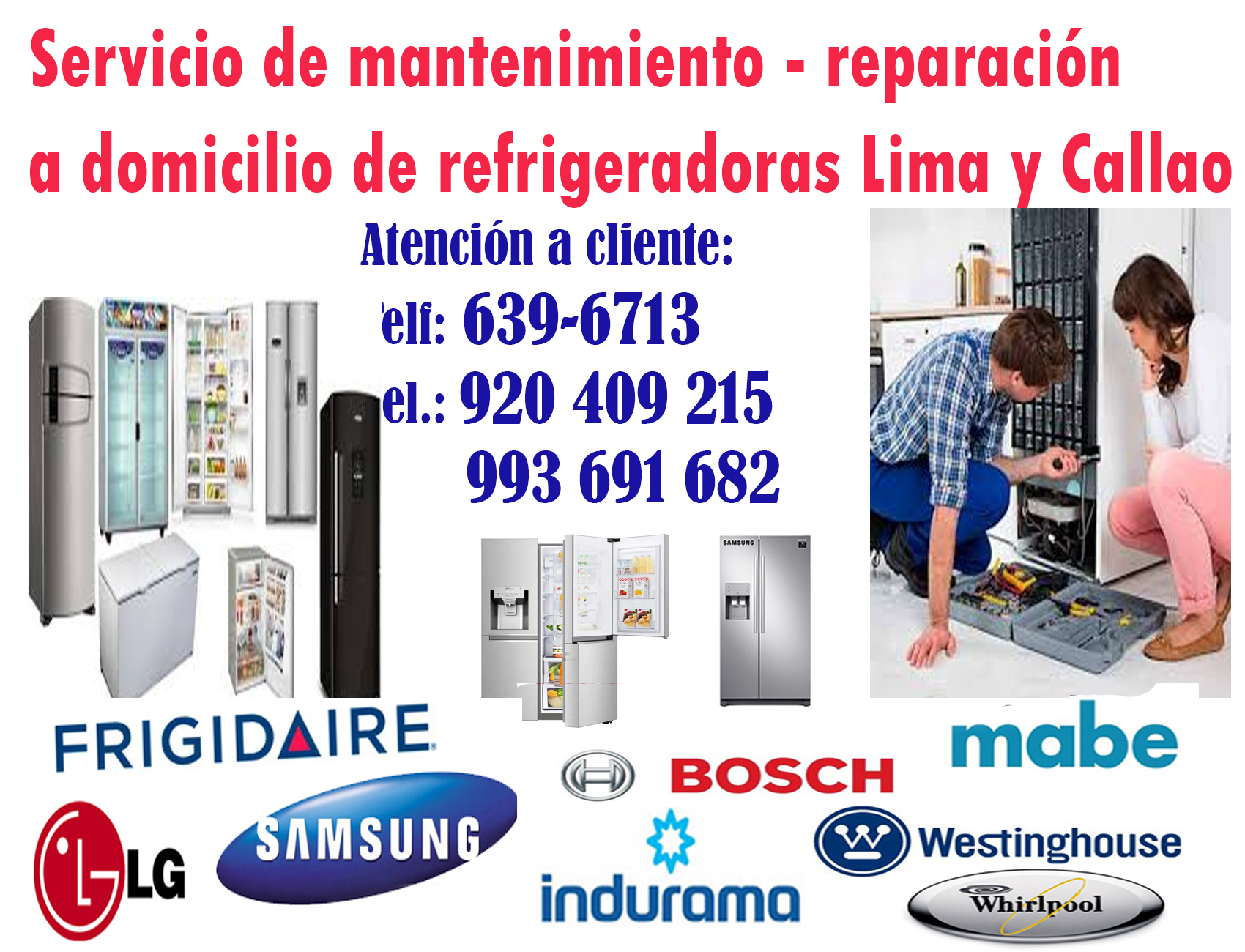 FRIGIDAIRE (A DOMICILIO 639-6713) TECNICOS REFRIGERADORAS
