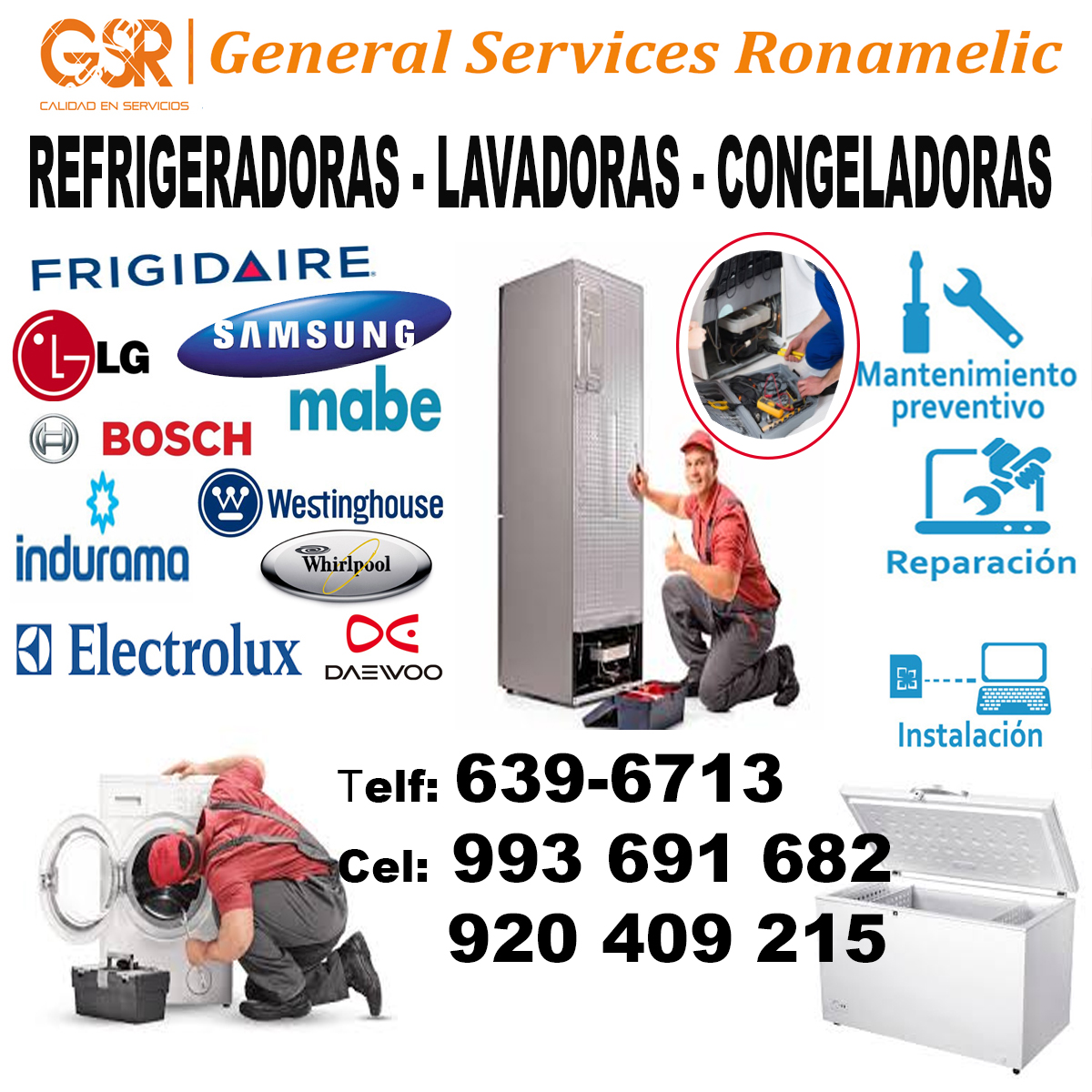 FRIGIDAIRE (A DOMICILIO 639-6713) TECNICOS REFRIGERADORAS