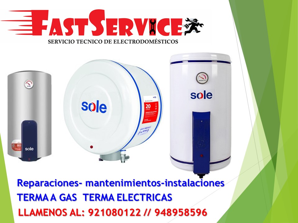 Servicio Técnico de TERMAS termotanques SOLE reparación GAS
