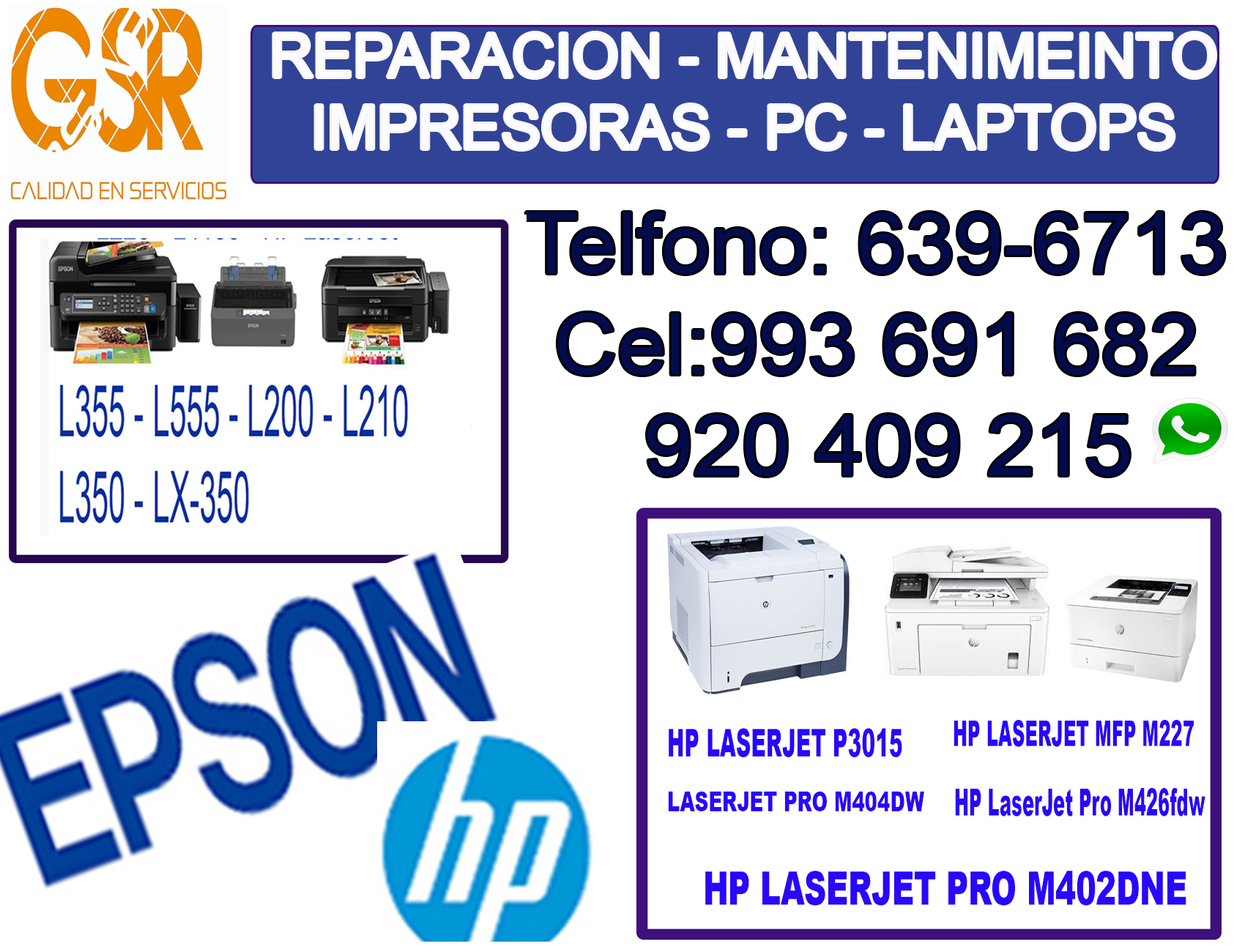 MANTENIMIENTO DE IMPRESORAS EPSON Y HP 993691682