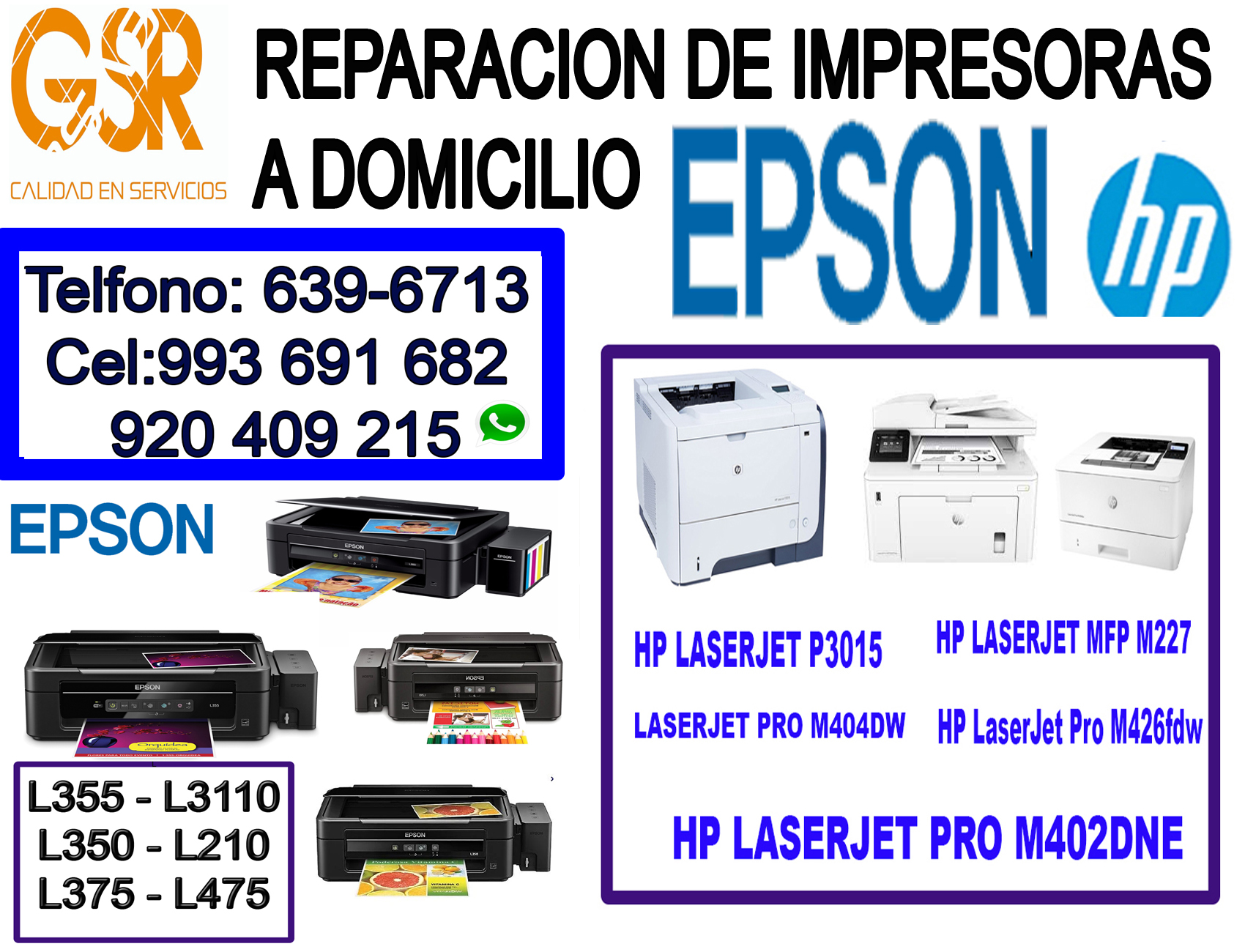 TECNICOS REPARACION IMPRESORAS (993-691-682) EPSON Y HP