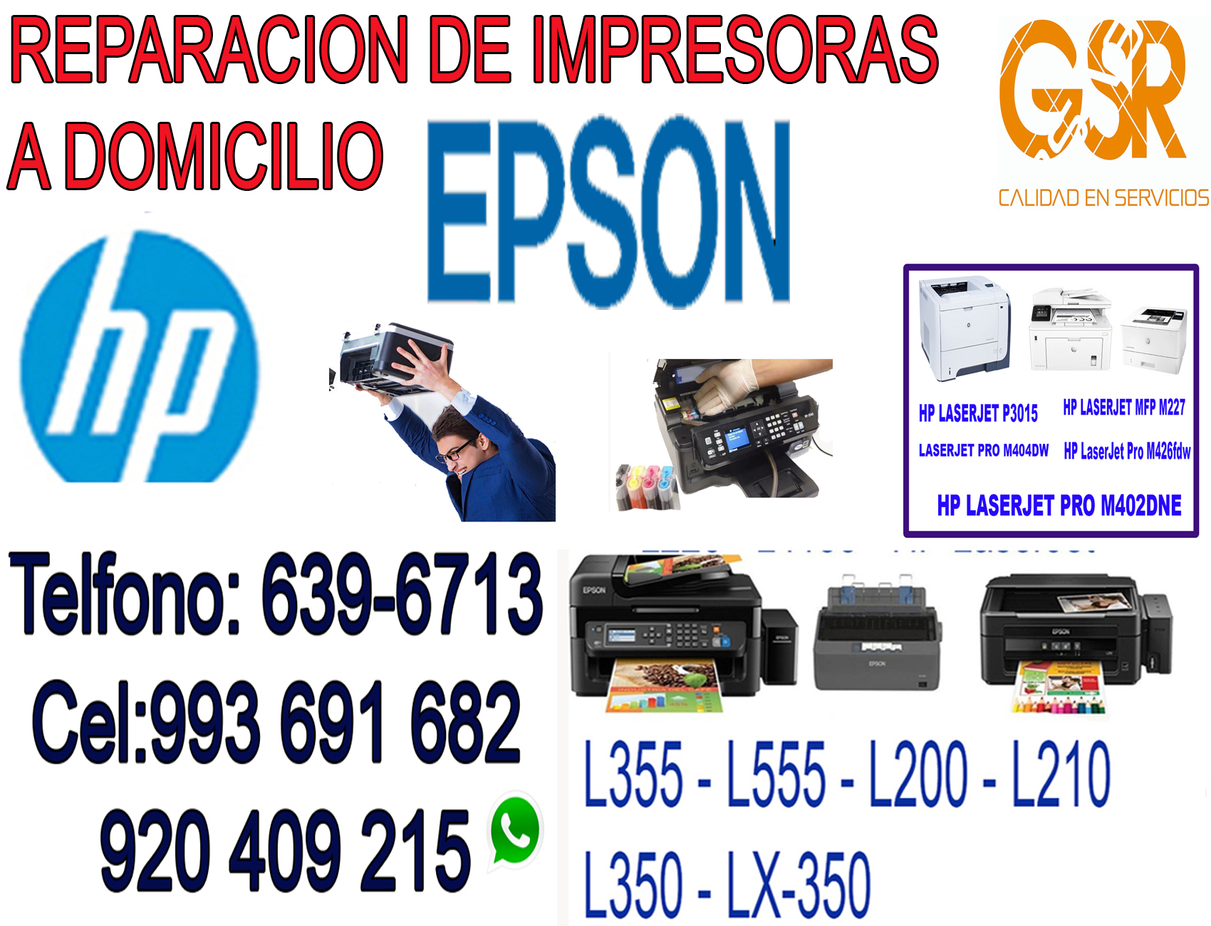 IMPRESORAS EPSON Y HP (993-691-682) SERVICIO TECNICO